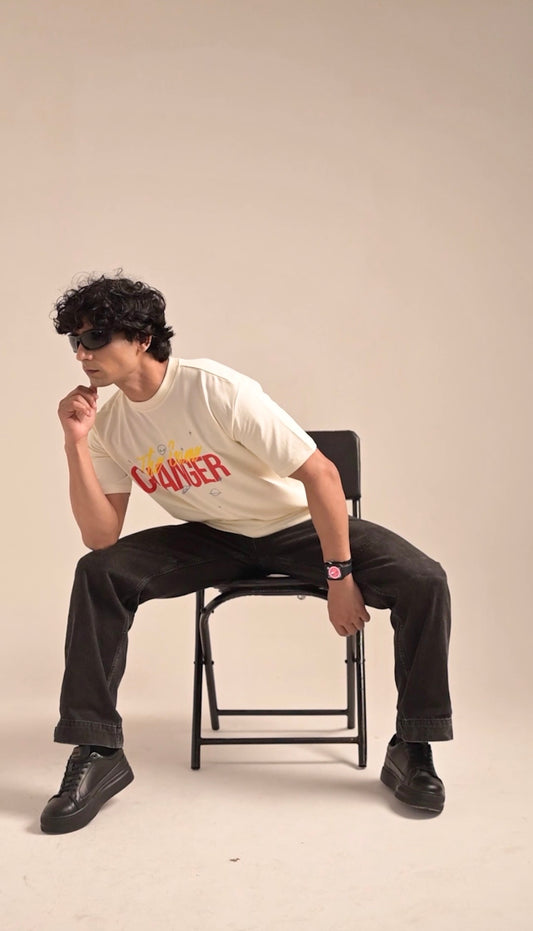 Butter White printed Oversized T-shirt