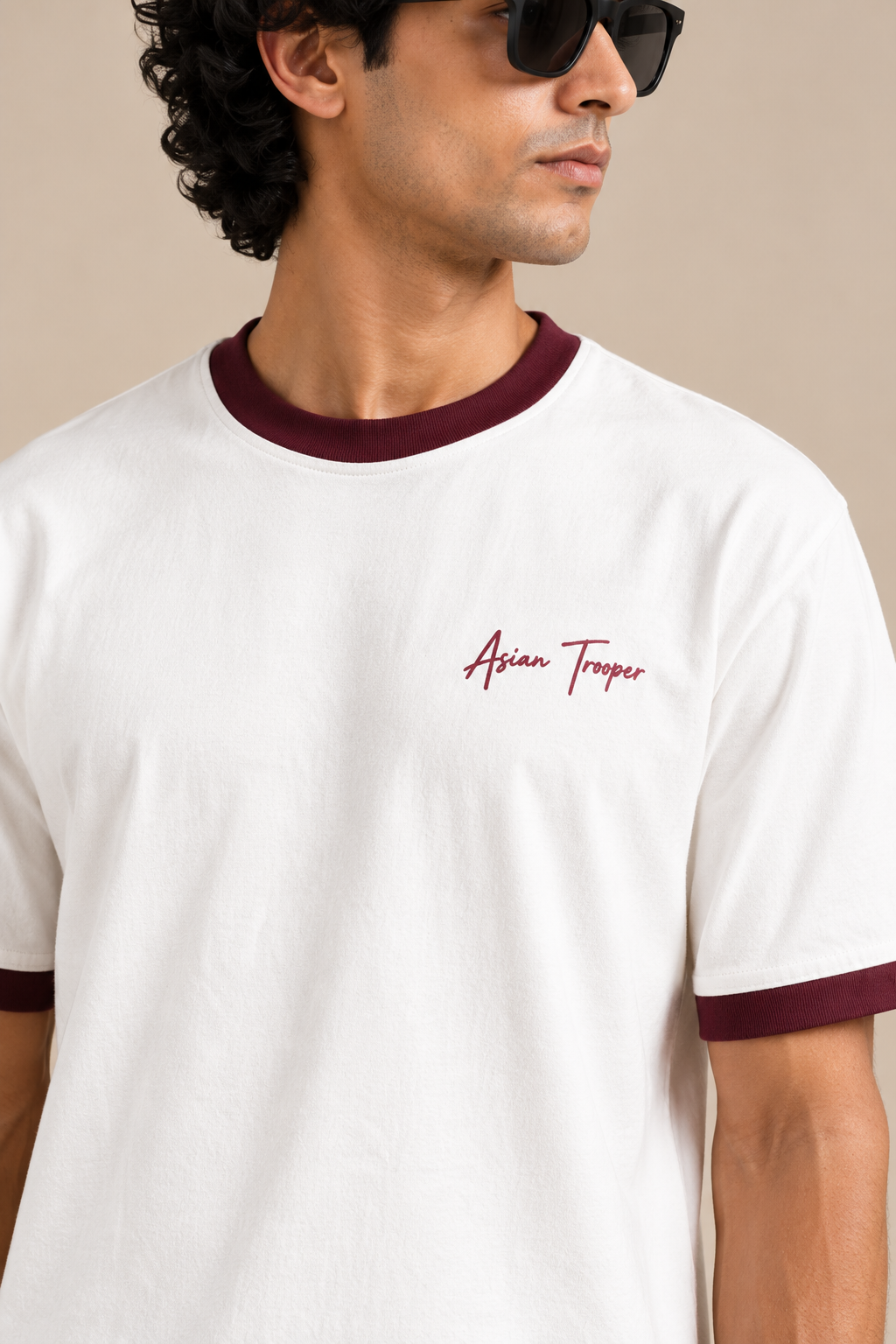 Classic Ringer Tee Maroon & Off-White