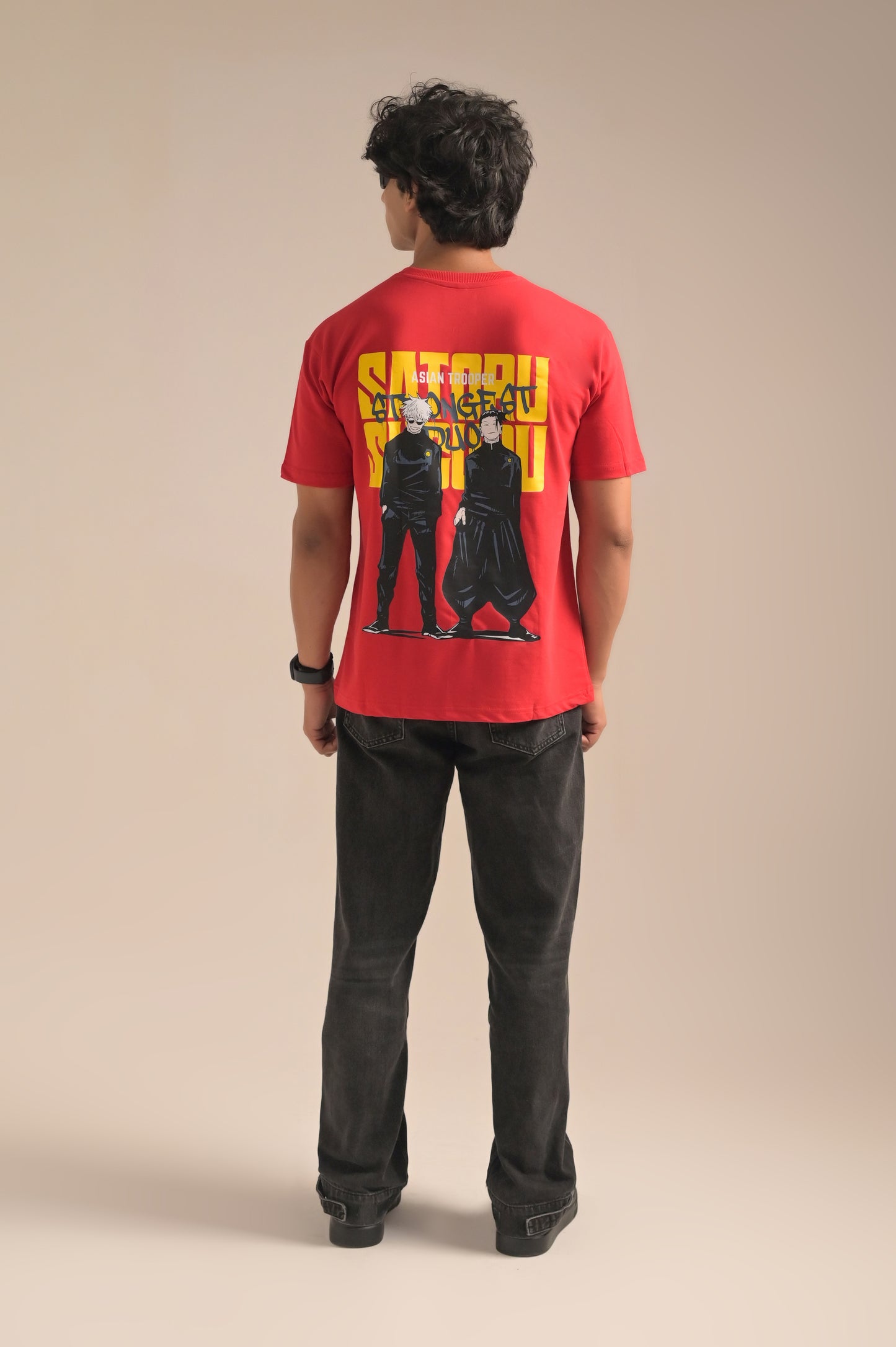 Charming Red Oversized Printed T-shirt