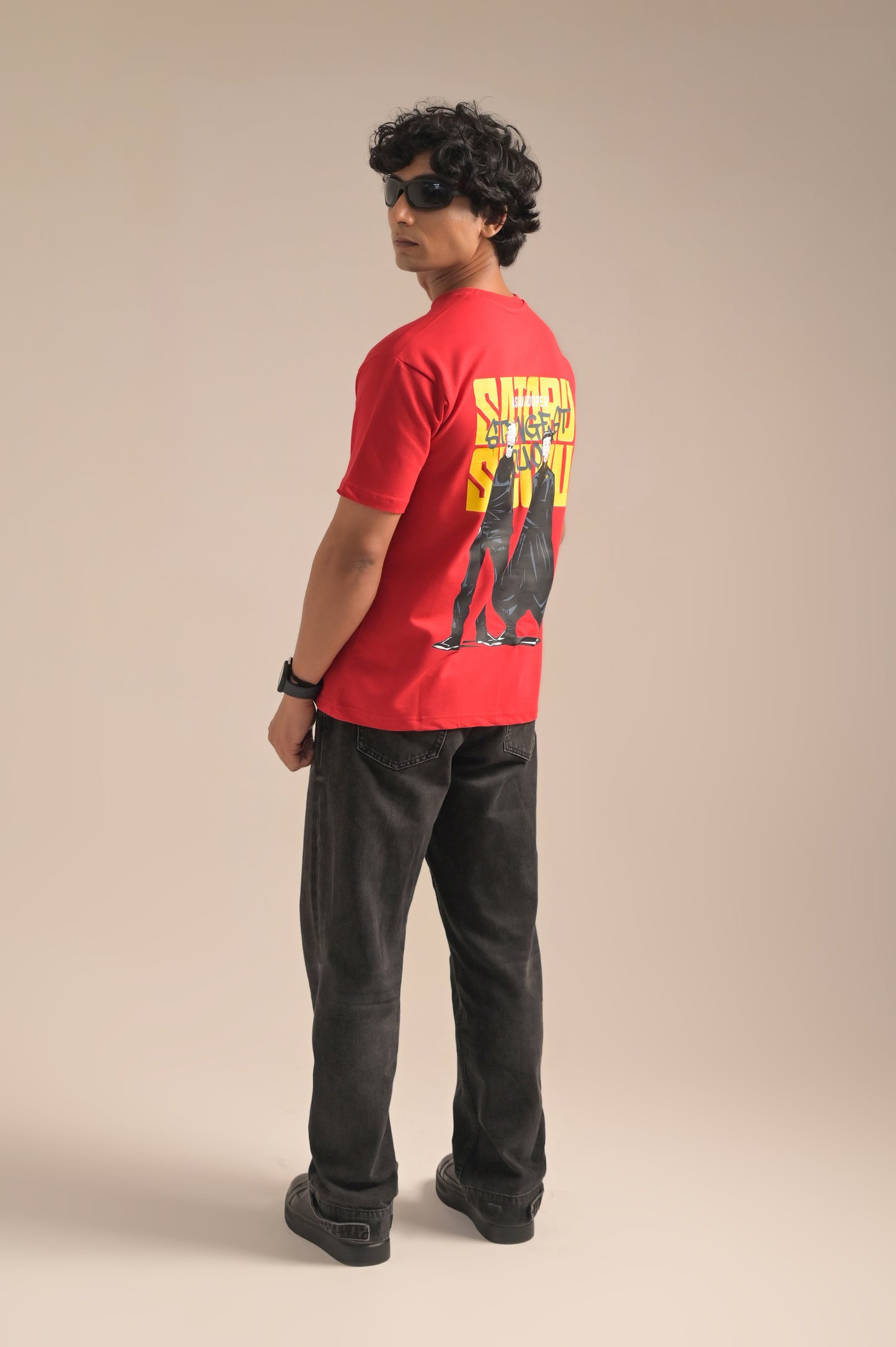 Charming Red Oversized Printed T-shirt