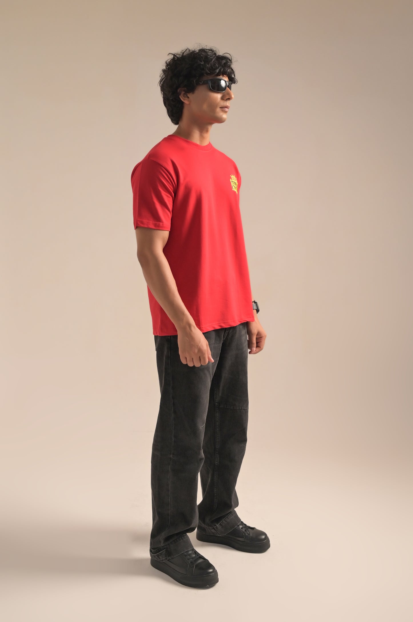 Charming Red Oversized Printed T-shirt
