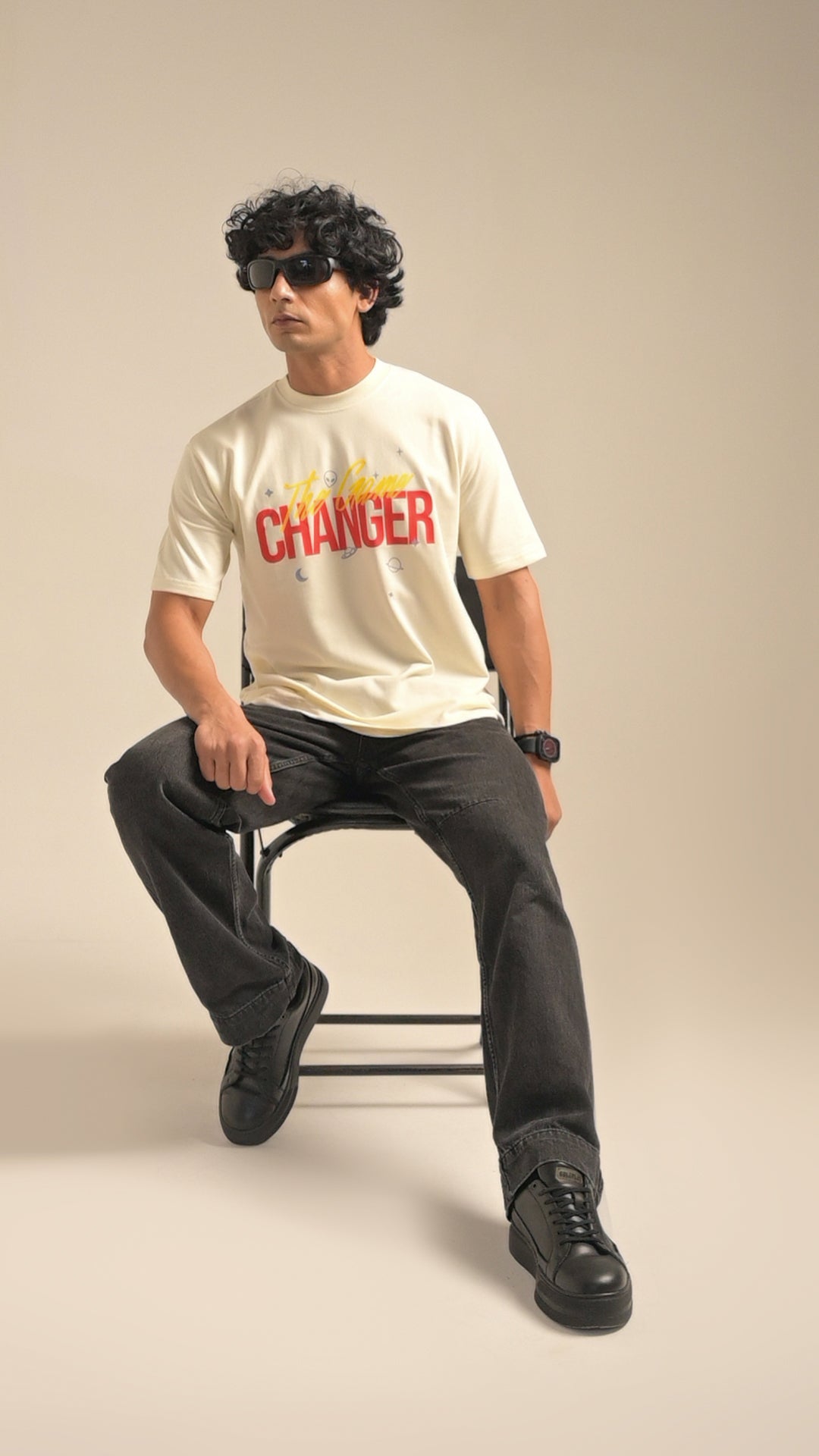 Butter White printed Oversized T-shirt