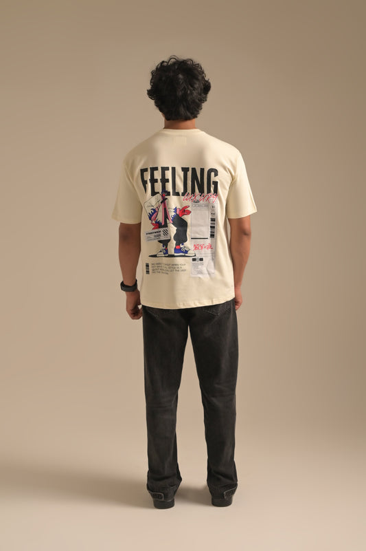 Butter White printed Oversized T-shirt