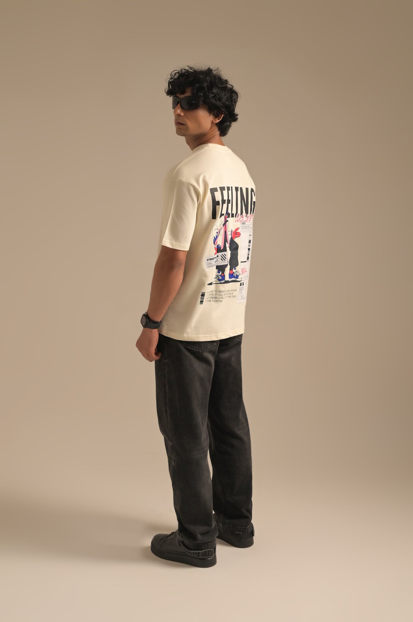 Butter White printed Oversized T-shirt