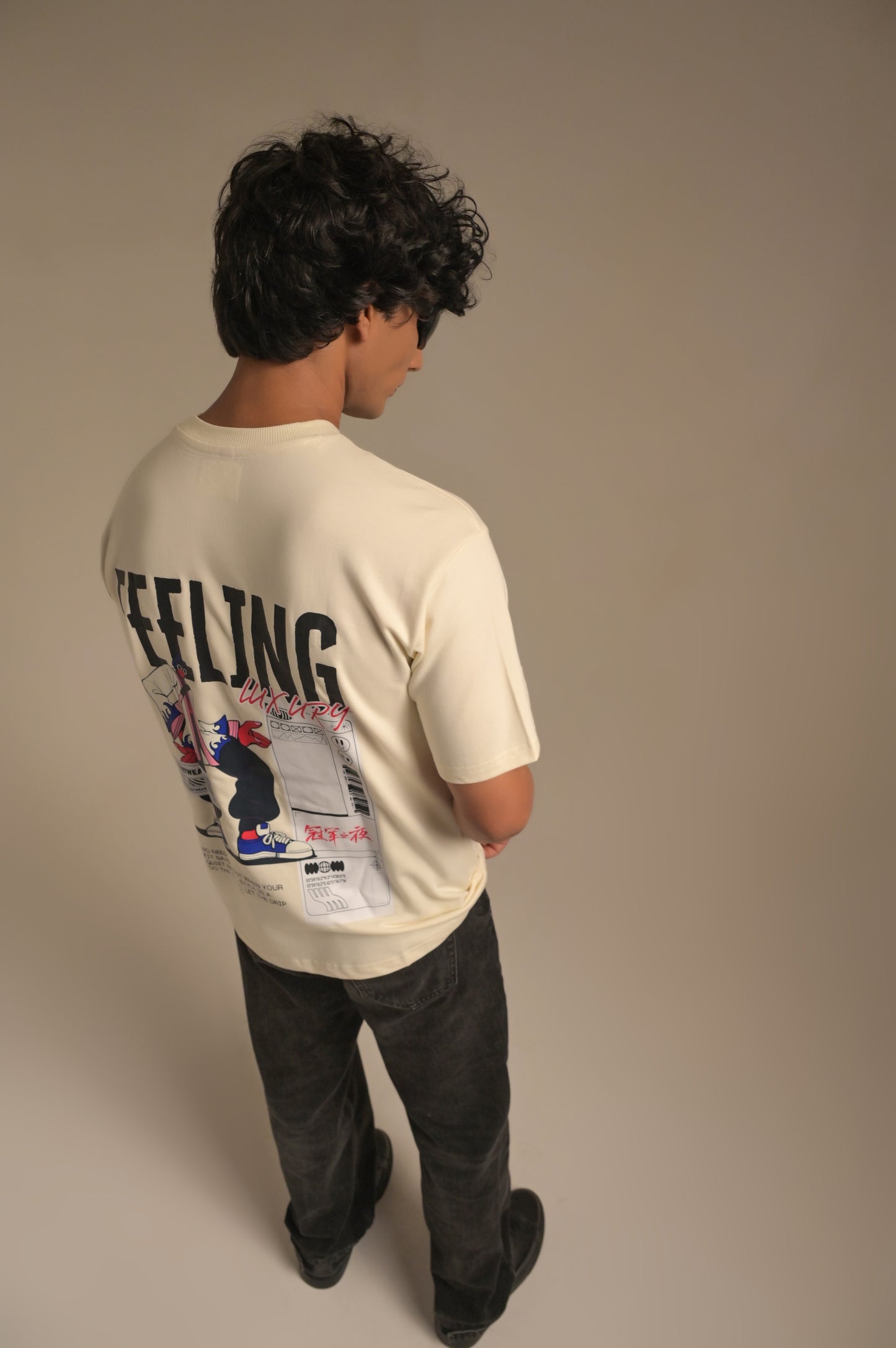 Butter White printed Oversized T-shirt