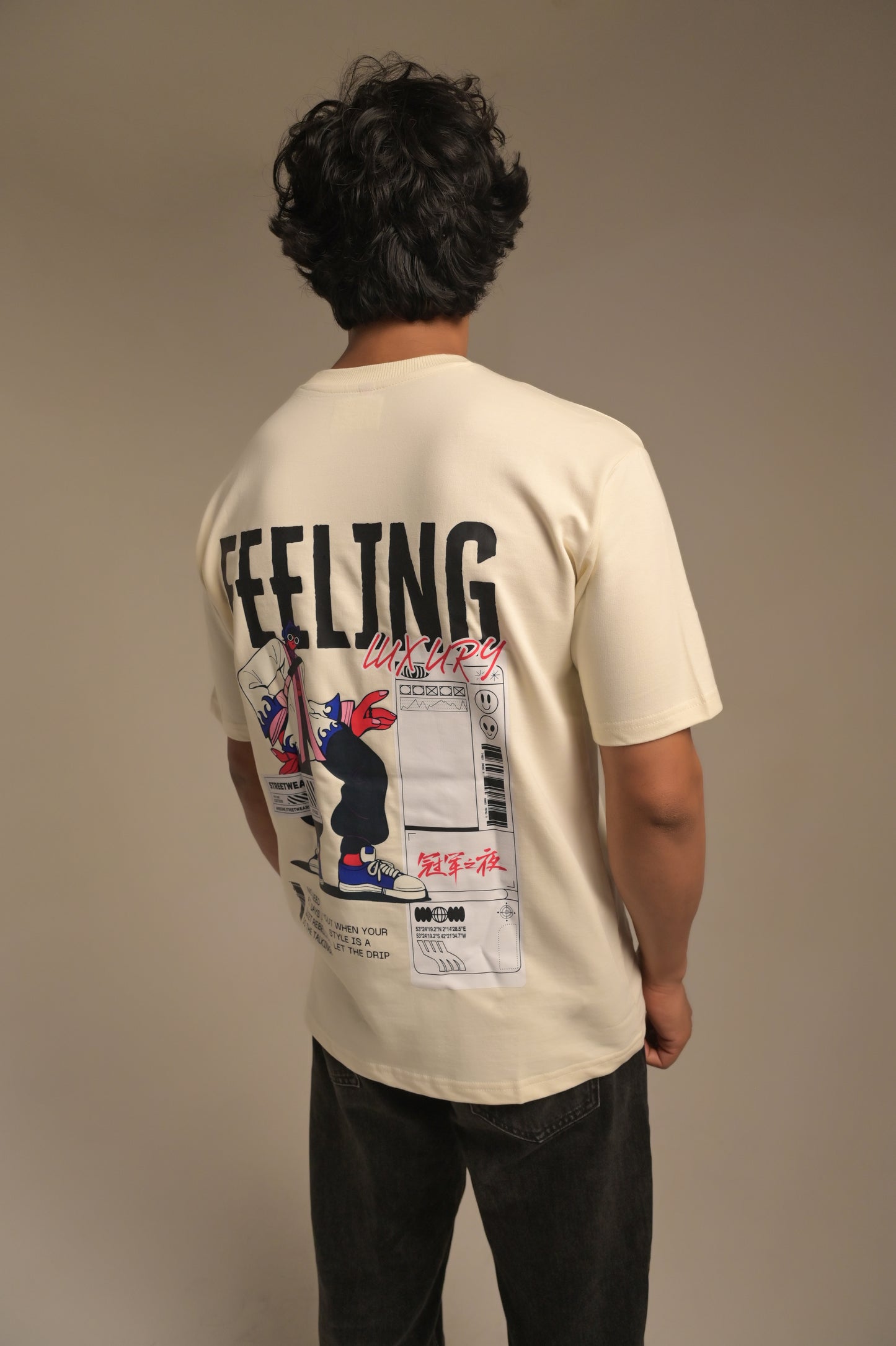 Butter White printed Oversized T-shirt