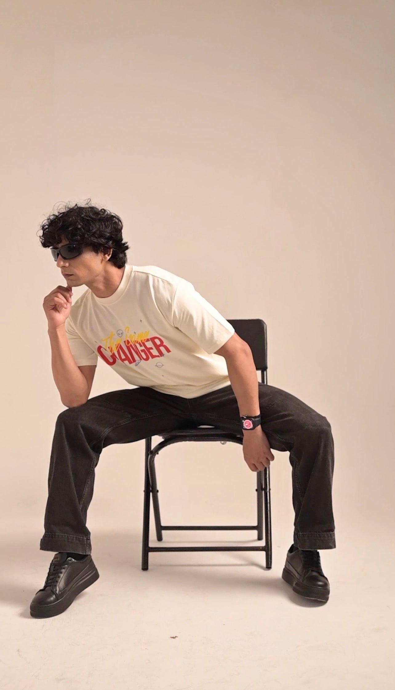 Butter White printed Oversized T-shirt