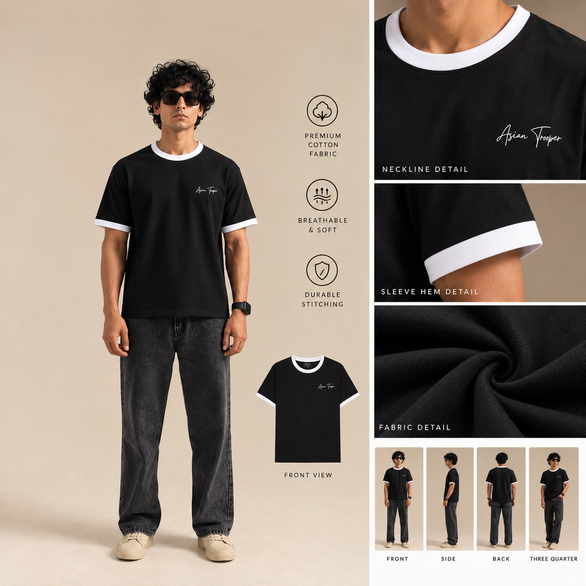 Classic Ringer Tee Black & White