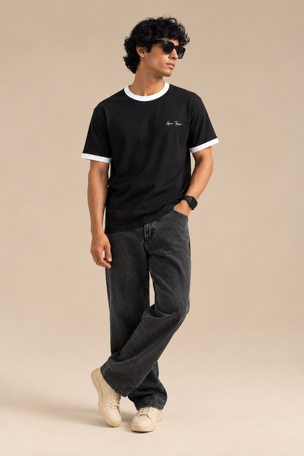 Classic Ringer Tee Black & White