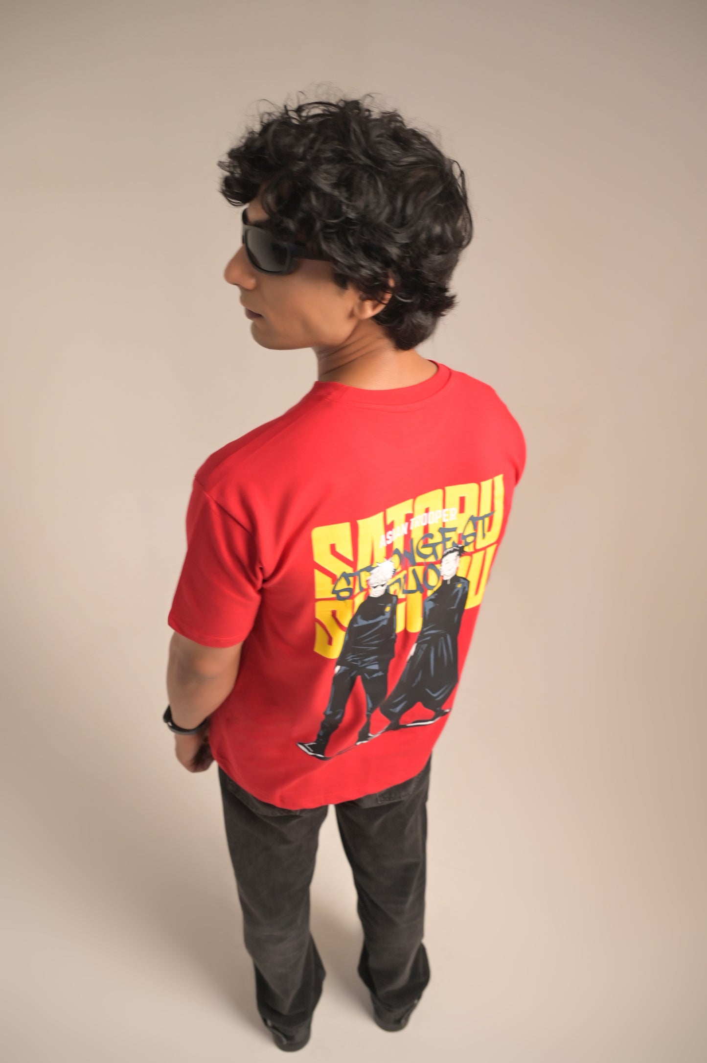 Charming Red Oversized Printed T-shirt