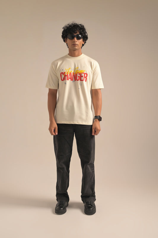 Butter White printed Oversized T-shirt