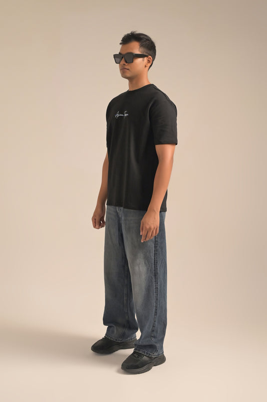 Black printed Oversized T-shirt