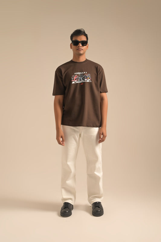 Brown printed Oversized T-shirt