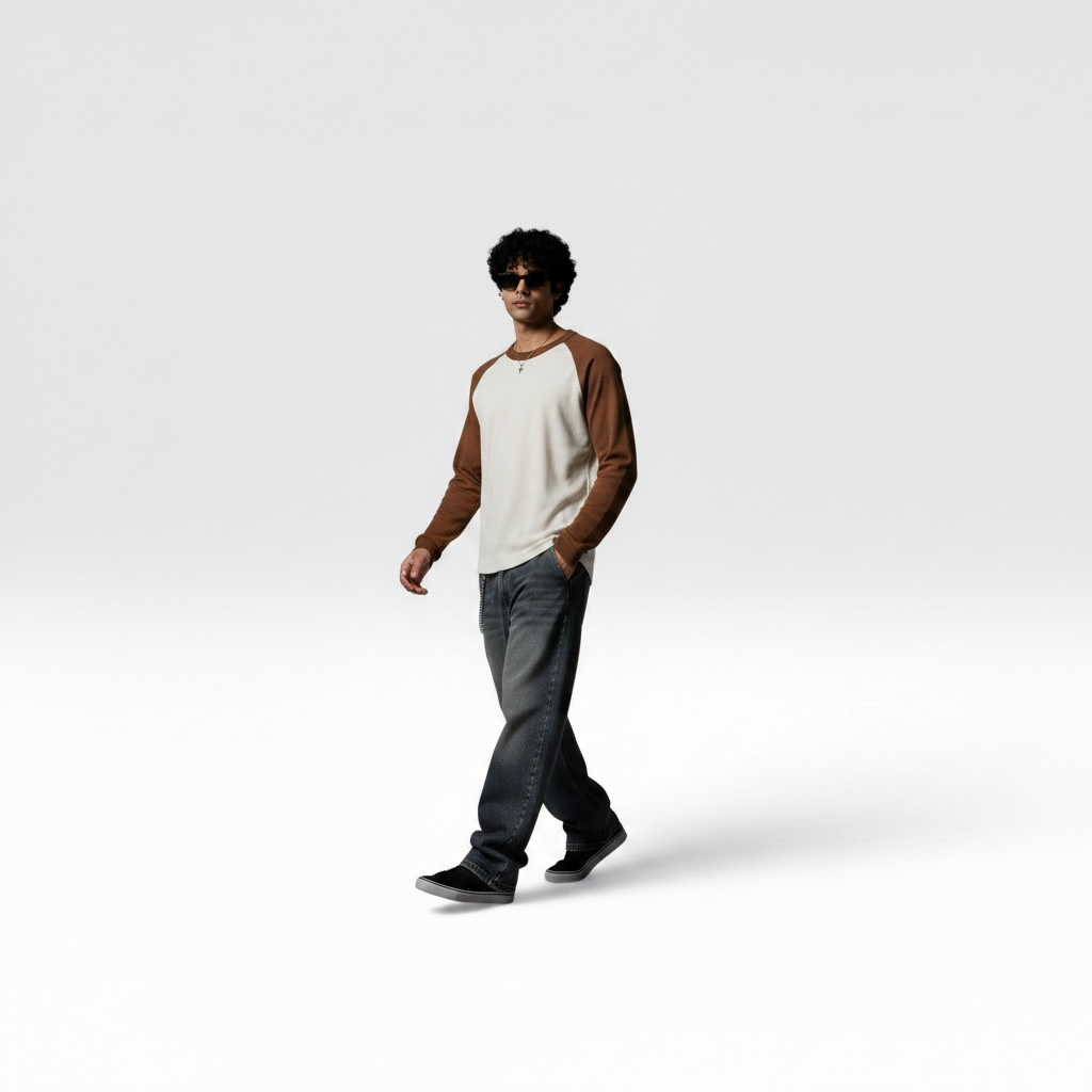 Waffle Brown Raglan Full Sleeve T-Shirt