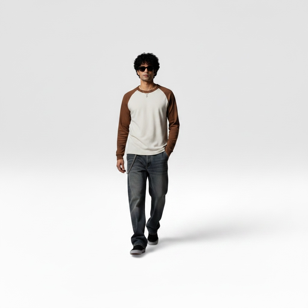 Waffle Brown Raglan Full Sleeve T-Shirt