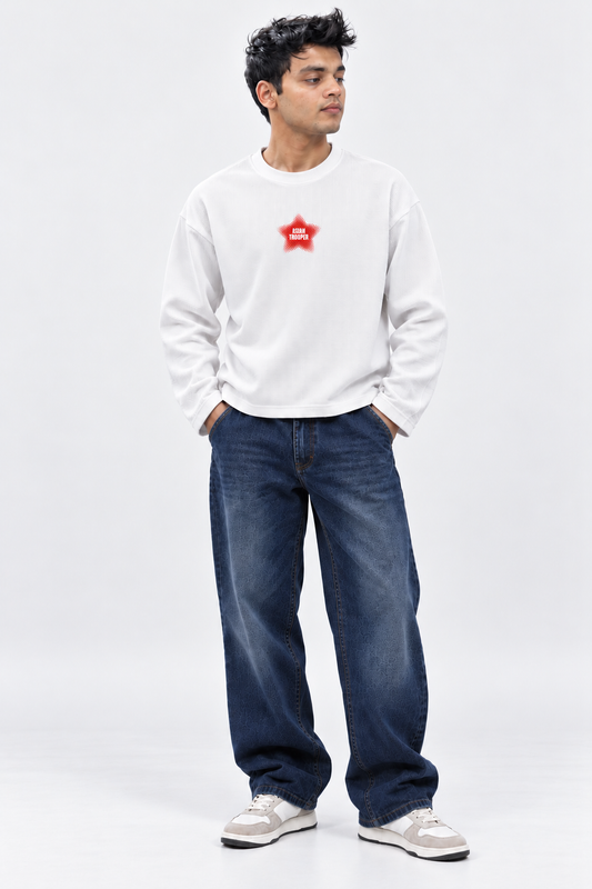 Waffle White Full Sleeve T-Shirt