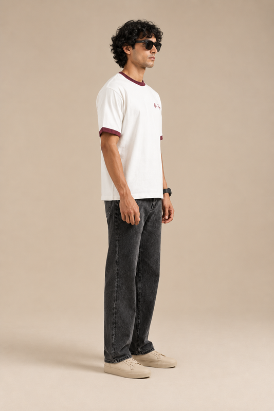 Classic Ringer Tee Maroon & Off-White