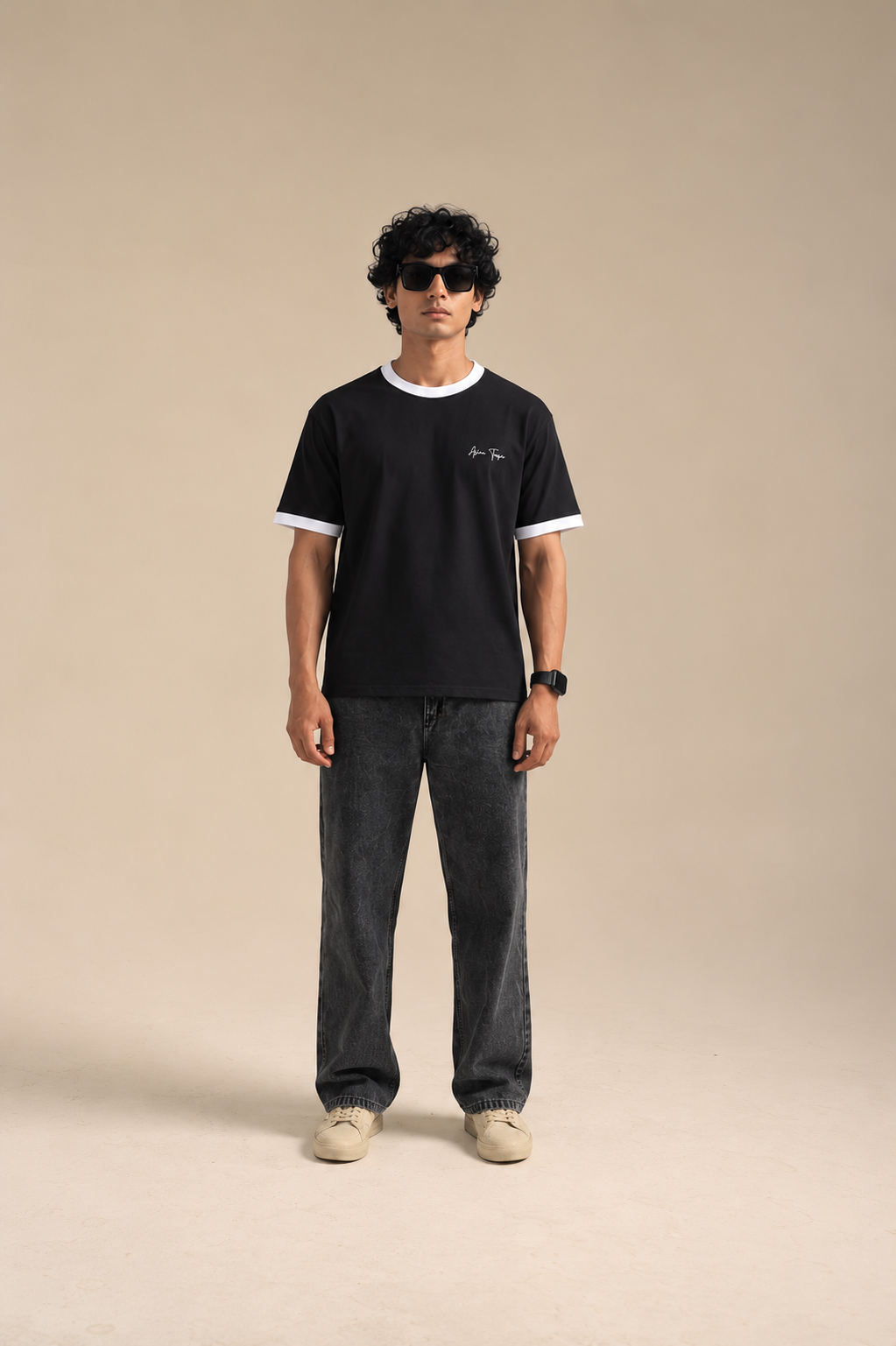 Classic Ringer Tee Black & White