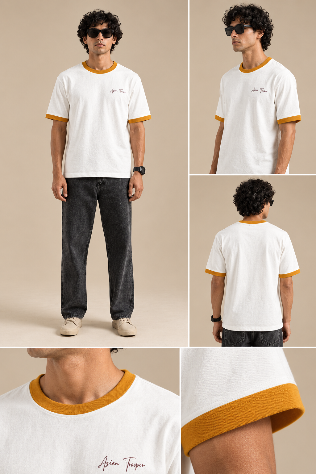 Classic Ringer Tee Musturd & Off-White