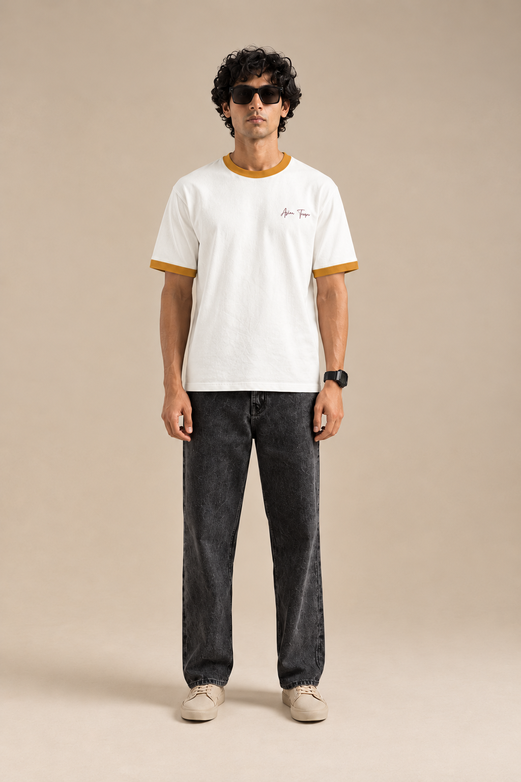 Classic Ringer Tee Musturd & Off-White