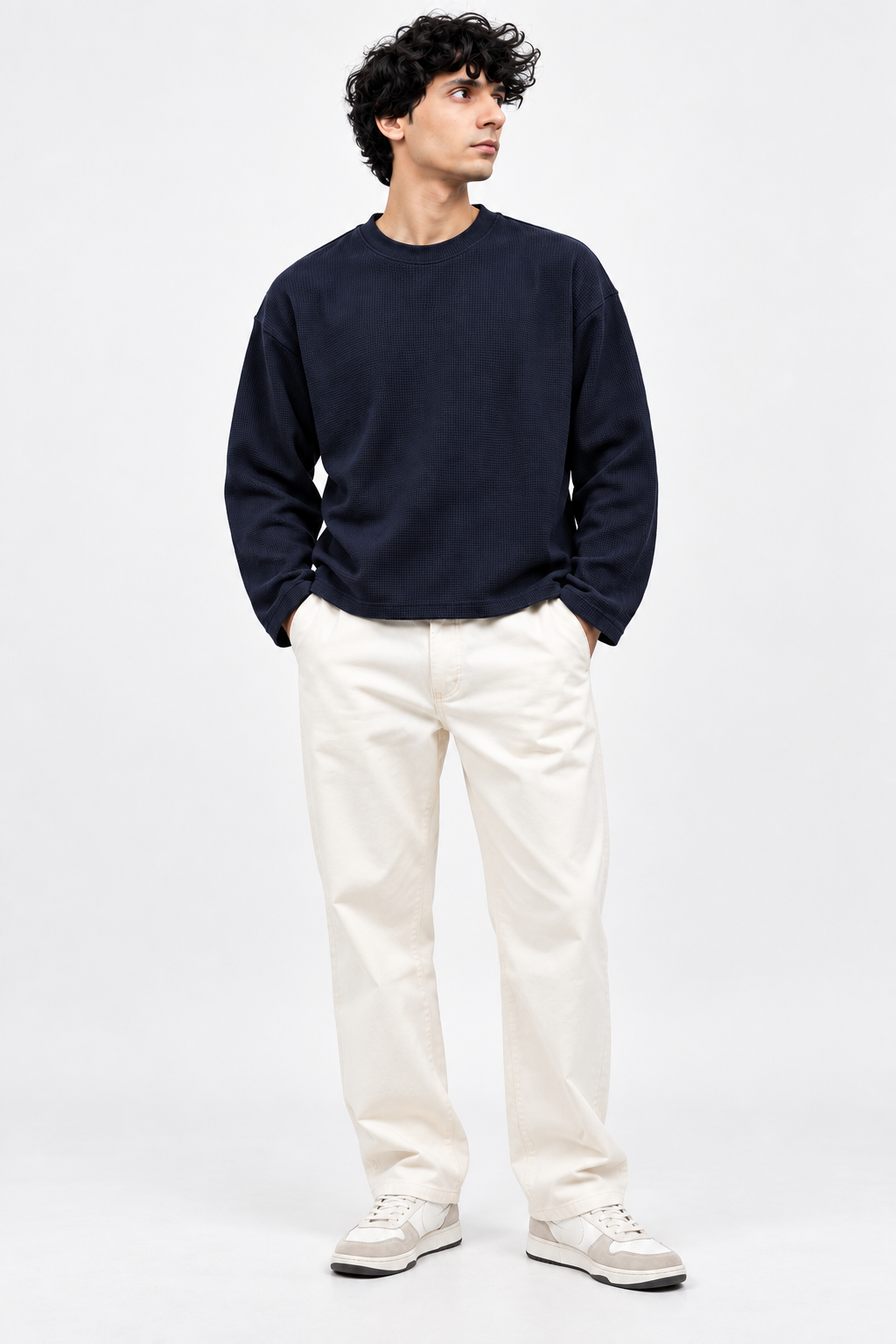 Waffle Black Full Sleeve T-Shirt