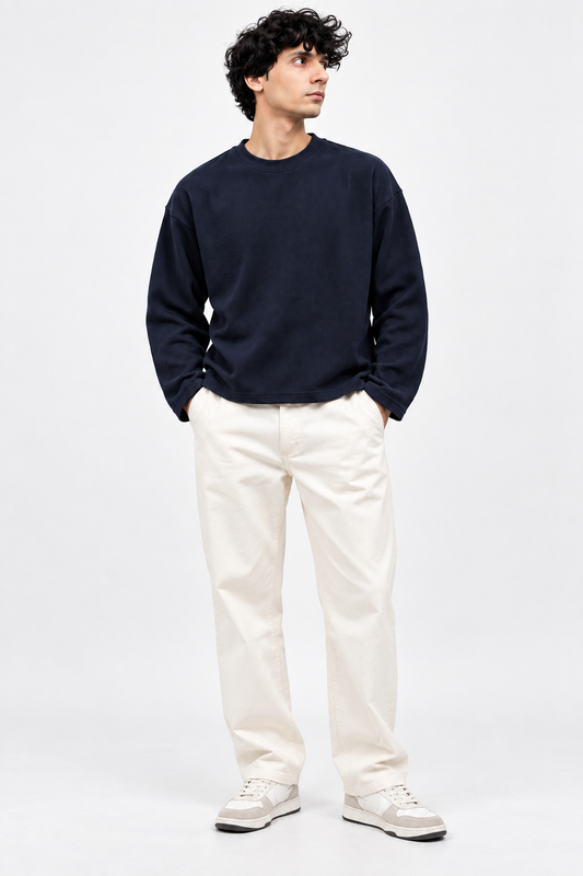 Waffle Black Full Sleeve T-Shirt